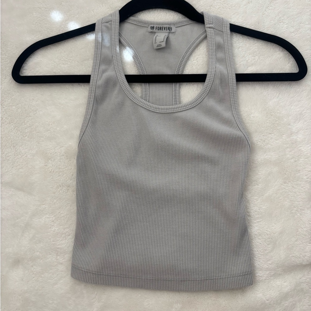 Forever 21 Light Gray Ribbed Tank Top